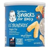 2 Gerber Snacks for Baby Lil Crunchies Veggie Dip Puffs  1.48 oz Canister - Retail: $28