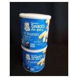 2 Gerber Snacks for Baby Lil Crunchies Veggie Dip Puffs  1.48 oz Canister - Retail: $28