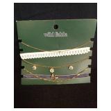 Beaded Flower and Butterfly Charm Choker Necklace Set 5pc - Wild Fableâ¢ Gold - Retail: $12