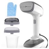 Powerful Handheld Fabric Steamer - 1800W with Fast Ceramic Heat-Up Plate, 2-in-1 Ironing & Wrinkle Remover, Steam Nozzle, Lint Brush - White, for US 120V Only - Retail: $46