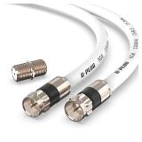 G-PLUG 15FT RG6 Coaxial Cable Connectors Set - High-Speed Internet, Broadband and Digital TV Aerial, Satellite Sky Cable Extension- Weather-Sealed Double Rubber O-Ring and Compression Connectors White