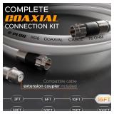 G-PLUG 15FT RG6 Coaxial Cable Connectors Set - High-Speed Internet, Broadband and Digital TV Aerial, Satellite Sky Cable Extension- Weather-Sealed Double Rubber O-Ring and Compression Connectors White
