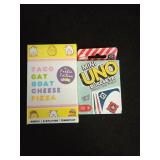 Taco Cat Goat Cheese Pizza Card Game Easter Edition & A Deck of Mini UNO BULLSEYE - Retail: $15