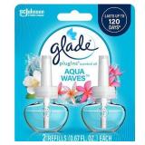 2 Packages of Glade PlugIns Scented Oil  Stocking Stuffers  Aqua Waves  Infused with Essential Oils  0.67 oz 4 Count - Retail: $14