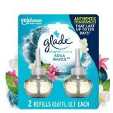 2 Packages of Glade PlugIns Scented Oil  Stocking Stuffers  Aqua Waves  Infused with Essential Oils  0.67 oz 4 Count - Retail: $14