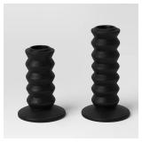 2pk Wood Taper Candle Holder Black - Room Essentialsâ¢ With 2 Candle Stic - Retail: $15