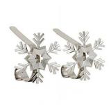 The Original MantleClip Stocking Holders with Removable ZINC ALLOY Holiday Icons (2-pack Snowflake  Silver) - Retail: $20