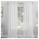 59\"x63\" No. 918 Sheer Voile Mallory Rod Pocket Curtain Panel White: Transitional Sheer Curtain Panel - Retail: $30