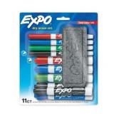 Expo Low Odor Dry Erase Markers Set with White Board Eraser  Assorted Colors  11 Count - Retail: $21