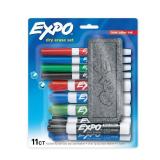 Expo Low Odor Dry Erase Markers Set with White Board Eraser  Assorted Colors  11 Count - Retail: $21