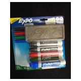 Expo Low Odor Dry Erase Markers Set with White Board Eraser  Assorted Colors  11 Count - Retail: $21