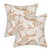 Fall Pillow Covers 22x22 Burnt Orange Pumpkin Decor Throw Pillows Case for Couch Maple Leaves Autumn Harvest Indoor Outdoor Decorative Cushion Cases for Sofa Bed Decorations Set of 2 - Retail: $20