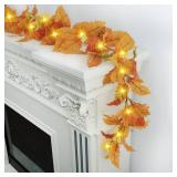 Fall Decor, 6FT Fall Garland with Lights, Artificial Fall Decorations for Home Thanksgiving Decorations Festivals Indoor and Outdoor Decorations-1PcsBulbs Need Checked  - Retail: $268