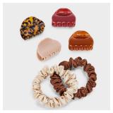 Hair Ties and Claw Hair Clip Set 6pc - A New Dayâ¢ Neutral - Retail: $10