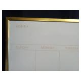 Gold-Framed Weekly Wall Calendar Board - Retail: $25