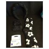 Self Care Essentials Puffy headband, Cuffs, Black Cozy Socks + Sleeping Earplugs  - Retail: $2
