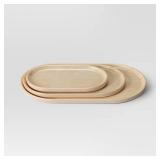 3pk Bamboo Melamine Trays with Wood Decal Natural Wood - Room Essentialsâ¢ - Retail: $10