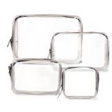 Ovenot 4 Pcs Clear Makeup Bags with Zipper, Makeup Cosmetic Bag for Women Men, Makeup Bag for Travel, Bathroom - Retail: $13