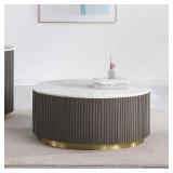 Luxury Marble Top Fluted Coffee Table Set - Retail: $899