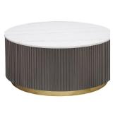 Luxury Marble Top Fluted Coffee Table Set - Retail: $899