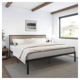 Modern Platform Bed Frame with Upholstered Headboard - Retail: $299