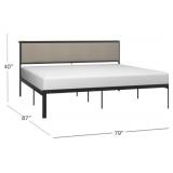 Modern Platform Bed Frame with Upholstered Headboard - Retail: $299