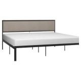 Modern Platform Bed Frame with Upholstered Headboard - Retail: $299