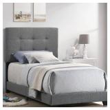 Modern Gray Upholstered Twin Bed Frame with Tufted Headboard - Retail: $199