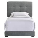Modern Gray Upholstered Twin Bed Frame with Tufted Headboard - Retail: $199
