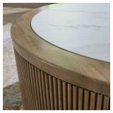 Modern Round Marble-Top Coffee Table with Fluted Base - Retail: $799