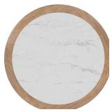 Modern Round Marble-Top Coffee Table with Fluted Base - Retail: $799