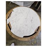 Modern Round Marble-Top Coffee Table with Fluted Base - Retail: $799