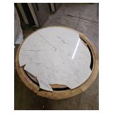 Modern Round Marble-Top Coffee Table with Fluted Base - Retail: $799