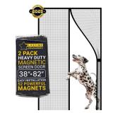 Flux Phenom Magnetic Screen Door - Bugs Out, Breeze in - 9min Install Auto-Sealing Heavy Duty Double Stitched Mesh, 52 Magnets, Hands Free Sliding & Patio Door Net, Pet & Kid Friendly, 38 x 82 Inches