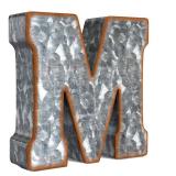 CraftyCrocodile 7 Galvanized Metal Letters for Wall Decor - 3D Letter M for Hanging & Free Standing - Decorative Rustic Alphabet Letters for the Living Room, Bedroom, Kitchen