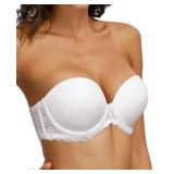 34DD White Strapless Clear Back Bras with Straps Plus Size Multiway Lift Up