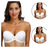 34DD White Strapless Clear Back Bras with Straps Plus Size Multiway Lift Up