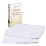 California Design Den Standard Queen Size Pillowcase Set - 400 Thread Count, 100% Cotton Sateen, Set of 2 Pillow Covers, Breathable, Cooling, Soft for Quality Sleep - Bright White