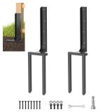 AXWHYS Fence Post Repair Kit 2 Pcs, Post Stake Double Ground Spike with Black Powder-Coated for Repair Tilted/Broken Wood Fence Post