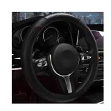 Wevdn Elastic Steering Wheel Cover with Carbon Fiber Design, Black