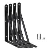3 Pack L8 x H 6 Black Heavy Duty Shelf Brackets with Screws Metal Shelf Brackets Shelf Support Angle Brackets for Shelves L Brackets Heavy Duty Floating Shelf
