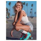 DRESHOW 3 Pairs Casual Tube Socks Cotton Knee High Socks for Women Solid Knit Knee Long Stocking Leg Warmer All Season Gift