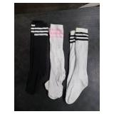 DRESHOW 3 Pairs Casual Tube Socks Cotton Knee High Socks for Women Solid Knit Knee Long Stocking Leg Warmer All Season Gift
