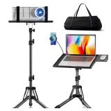 KOOV Projector Stand Adjustable Height 20 to 61, Foldable Projector Tripod Stand with Mouse Tray & Phone Holder, Portable Laptop Floor Stand for Office Home Stage Studio DJ Racks Podium Stand