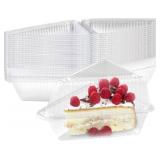 100 Pcs Cake Slice Containers with Lid, Single Clear Plastic Individual Carrier Transparent Disposable Triangle Boxes for Cheesecake, Flan, Cupcake, Sliced Dessert Pie - Take Out, Mini Desechables