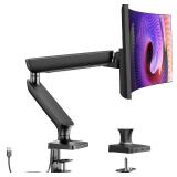 Single Monitor Mount for 13-40 Inch Screens up to 24 lbs, Ergonomic Adjustable Monitor Arm with Built-in USB 3.0 Hub, Space-Saving VESA Desk Mount for Home Office & Gaming, C-Clamp & Grommet Base