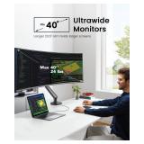 Single Monitor Mount for 13-40 Inch Screens up to 24 lbs, Ergonomic Adjustable Monitor Arm with Built-in USB 3.0 Hub, Space-Saving VESA Desk Mount for Home Office & Gaming, C-Clamp & Grommet Base