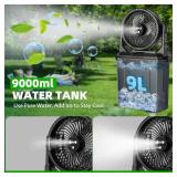 GHORA Portable Misting Fan with 9L Water Tank & 20000mAh Battery, Remote Control, 4 Speed Levels, 4 Misting Modes, RGB LED Lights - Indoor/Outdoor Cooling Fan for Camping, Patios, Garden, Travel