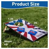Portable Cornhole Board Set 2x1.3ft | 24x16: Cornhole Set Outdoor Backyard Corn Hole Toss Game for Party Beach | 2 Foldable Wooden Corn Hole Boards, 8 Bean Bags, 1 Carrying Bag (American Flag)