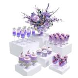 Buffet Risers, Food Display Risers for Party, White Acrylic Risers Display Stand for Buffet Table, Catering Displays for Dessert, Cube Box Nesting Riser with Hollow Bottoms (5x6x7x8x9x10 6 PCS)
